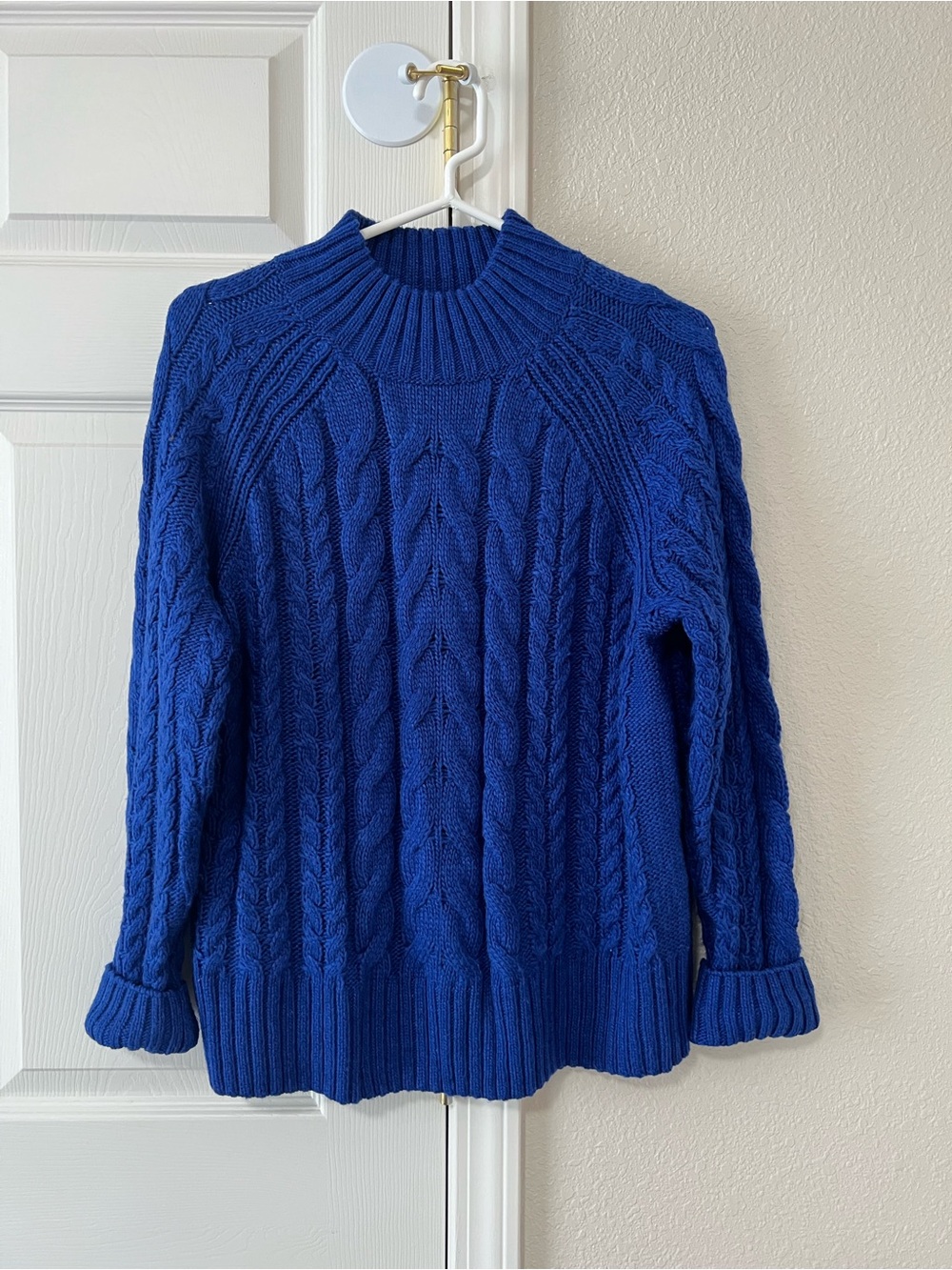 C&A Cobalt Blue Cable Knit Chunky Mock Neck Sweater Women’s EU Medium